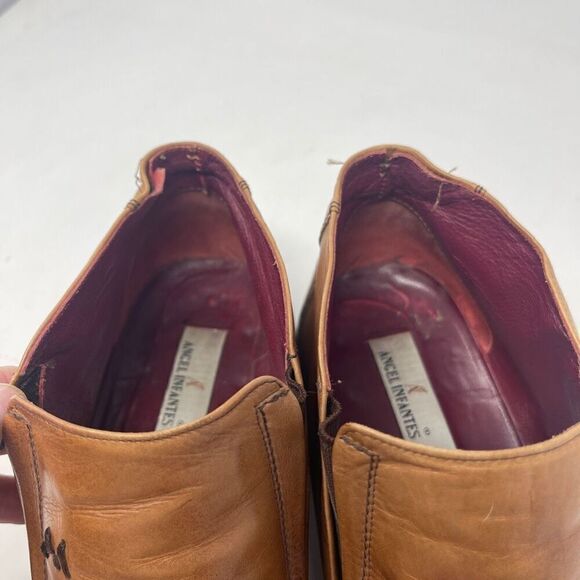 Angel Infantes Brown Square Toe Slip On Fine Leather Loafer Dress Shoes Size 45 - Picture 5 of 9